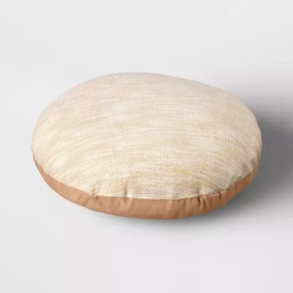 NEW Threshold 16" Woven Cotton Slub Round Throw Pillow with Gold Lurex